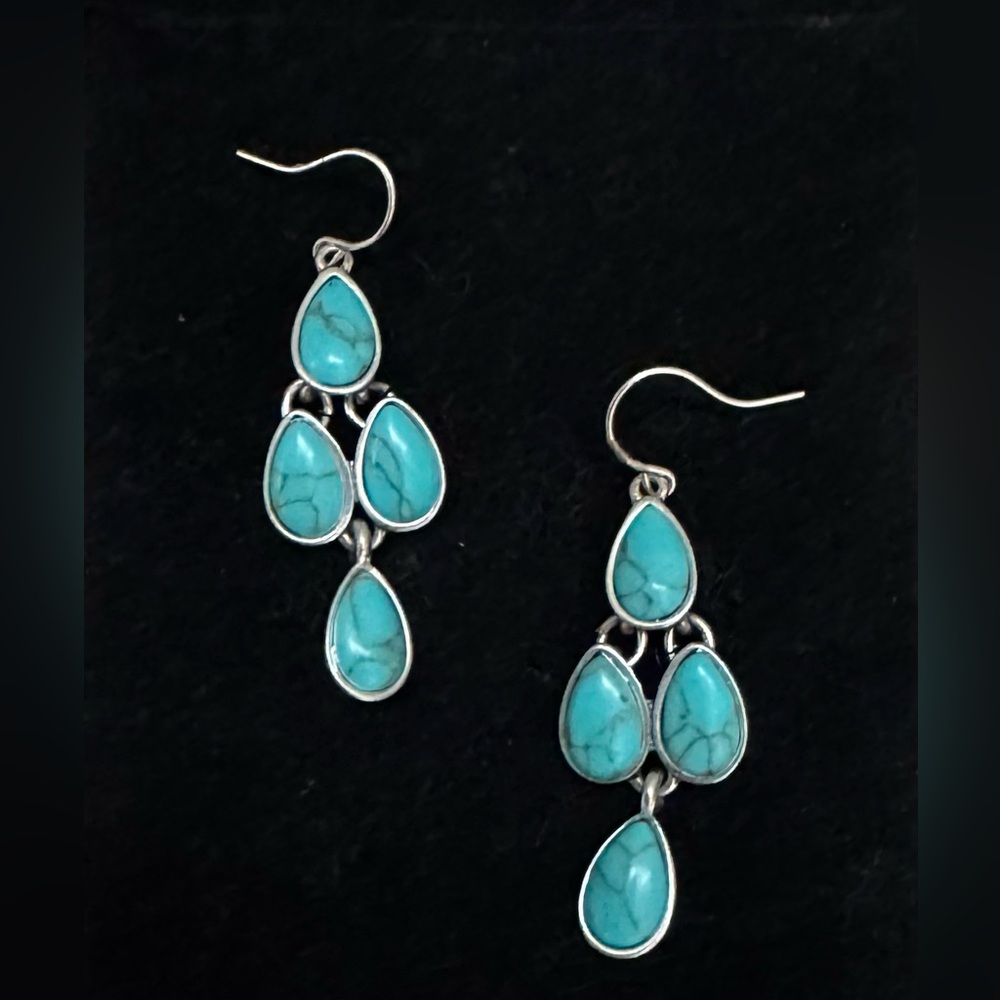 Kenneth Cole KC Elegant Turquoise Color Stones Drop Earrings